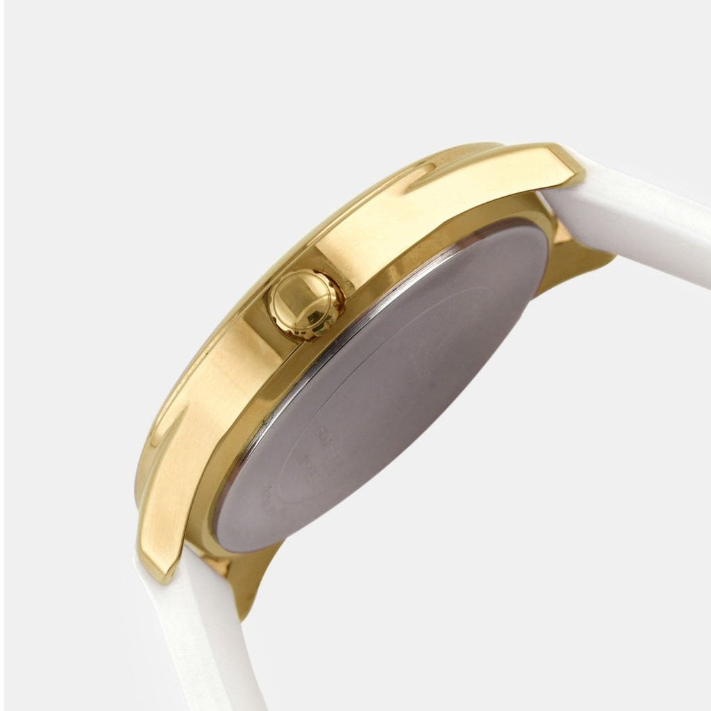 Guess G-Twist Gold Dial White Rubber Strap Watch for Women - W0911L7 Buy Now By Guess