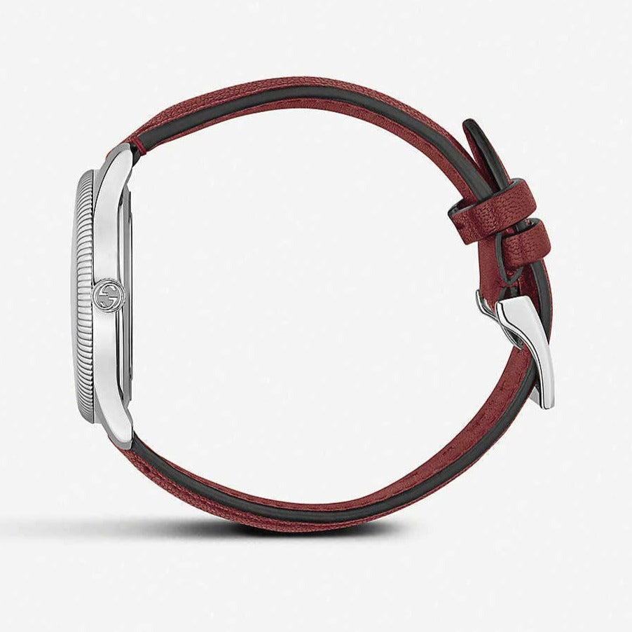 Gucci G Timeless Automatic Silver Dial Red Leather Strap Watch For Men - YA126346 Buy Now By Gucci