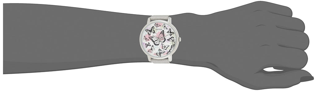 Guess Sparkle Butterfly White Dial Silver Leather Strap Watch For Women - GW0008L1 Buy Now By Guess