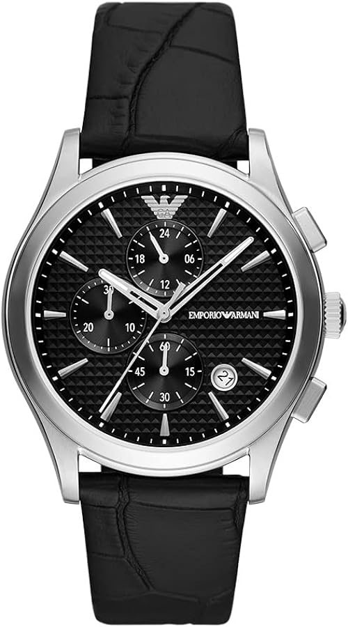 Emporio Armani Paolo Chronograph Black Dial Black Leather Strap Watch For Men - AR11530 Buy Now By Emporio Armani