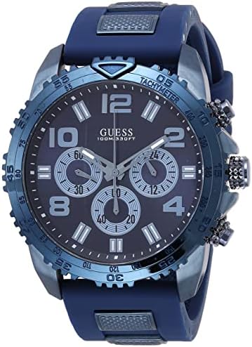 Guess Velocity Chronograph Blue Dial Blue Rubber Steel Strap Watch for Men - W0599G4 Buy Now By Guess