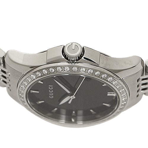 Gucci G Timeless Diamonds Mother of Pearl Black Dial Silver Mesh Bracelet Watch For Women - YA126507 Buy Now By Gucci