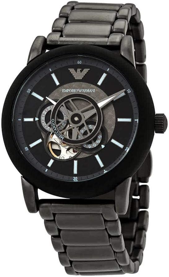Emporio Armani Meccanico Automatic Black Dial Black Steel Strap Watch For Men - AR60010 Buy Now By Emporio Armani
