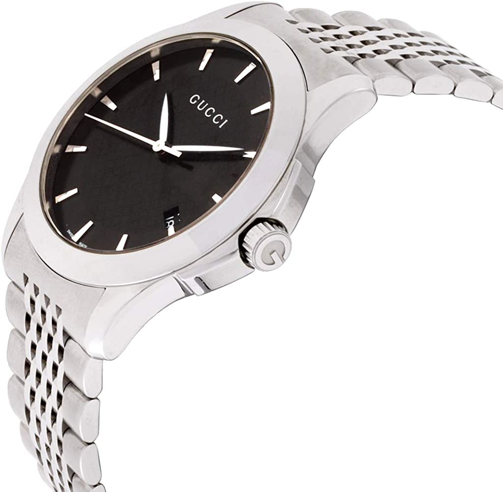 Gucci G Timeless Black Dial Silver Steel Strap Watch For Men - YA126402 Buy Now By Gucci