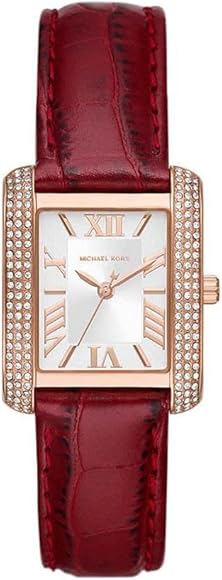 Michael Kors Emery Quartz Diamonds Silver Dial Red Leather Strap Watch For Women - MK4689 Buy Now By Michael Kors