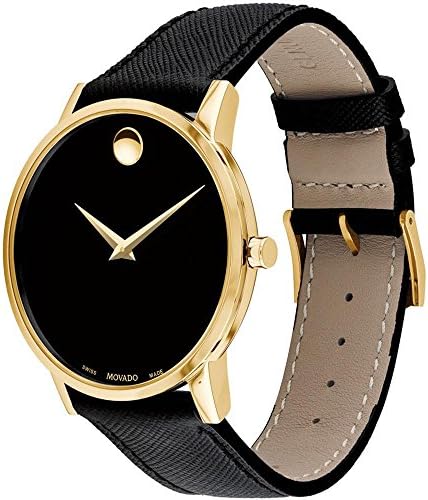 Movado Museum Classic Quartz Black Dial Black Leather Strap Watch for Men - 0607195 Buy Now By Movado