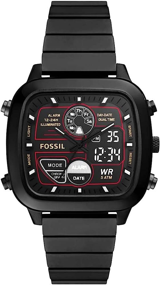 Fossil Retro Analog-Digital Black Dial Black Steel Strap Watch for Men - FS5891 Buy Now By Fossil