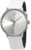 Calvin Klein Accent Silver Dial White Leather Strap Watch for Men - K2Y2X1KW Buy Now By Calvin Klein