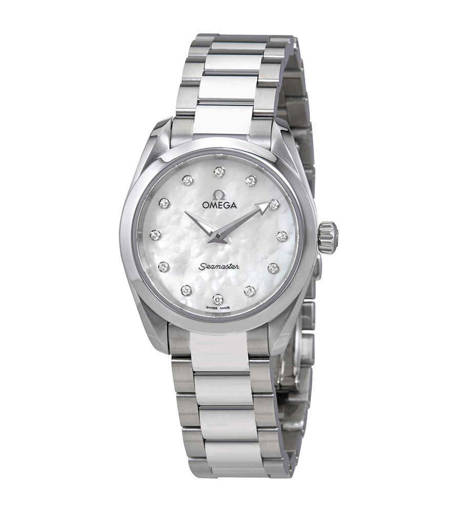 Omega Seamaster Aqua Terra Quartz Diamonds Mother of Pearl Dial Silver Steel Strap Watch for Women - 220.10.28.60.55.001 Buy Now By Omega