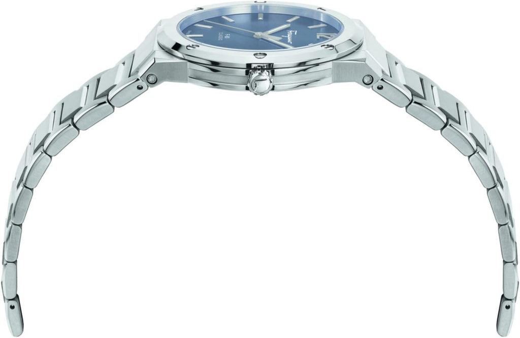 Salvatore Ferragamo F-80 Classic Blue Dial Silver Steel Strap Watch for Men - SFDT01320 Buy Now By Salvatore Ferragamo