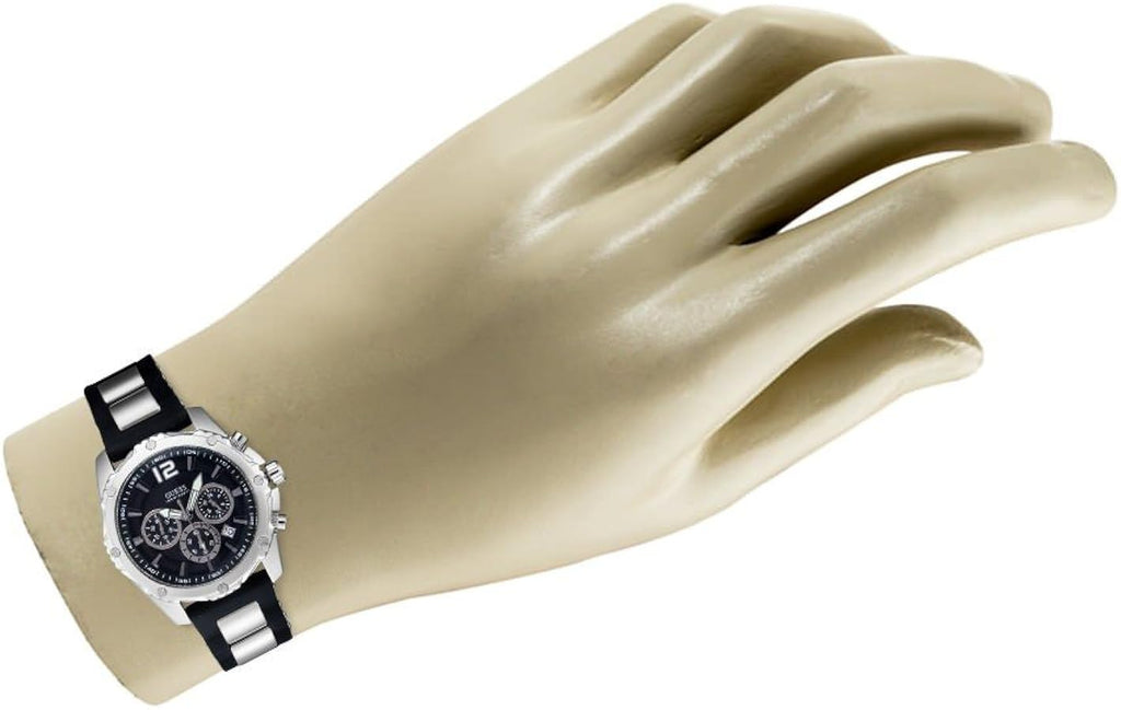 Guess Intrepid Chronograph Black Dial Two Tone Steel Strap Watch for Men - W0167G1 Buy Now By Guess