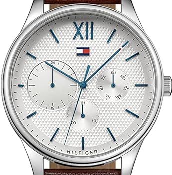 Tommy Hilfiger Damon Quartz White Dial Brown Leather Strap Watch for Men - 1791418 Buy Now By Tommy Hilfiger