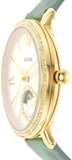 Fossil Jacqueline Analog Moonphase Mother of Pearl White Dial Green Leather Strap Watch for Women - ES5168 Buy Now By Fossil