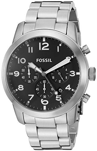 Fossil Pilot Chronograph Black Dial Silver Steel Strap Watch for Men - FS5141 Buy Now By Fossil