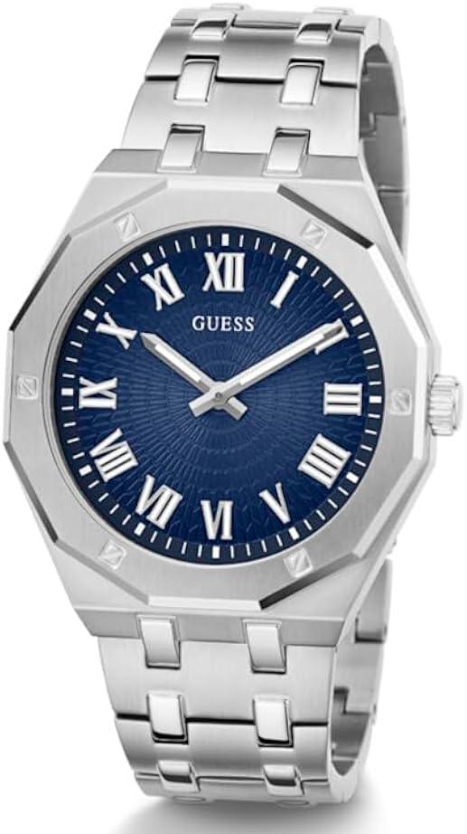 Guess Asset Quartz Blue Dial Silver Steel Strap Watch For Men - GW0575G4 Buy Now By Guess
