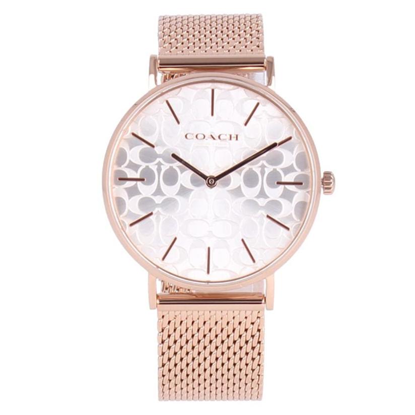 Coach Perry Silver Dial Rose Gold Mesh Bracelet Watch for Women - 14503386 Buy Now By Coach