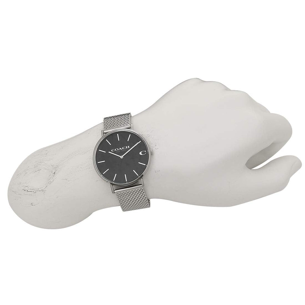 Coach Charles Black Dial Silver Mesh Bracelet Watch for Men - 14602144 Buy Now By Coach