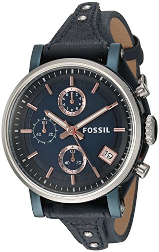 Fossil Boyfriend Sport Chronograph Blue Dial Blue Leather Strap Watch for Women - ES4113 Buy Now By Fossil