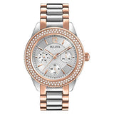 Bulova Crystal Collection Silver Dial Two Tone Steel Strap Watch for Women - 98N100 Buy Now By Bulova