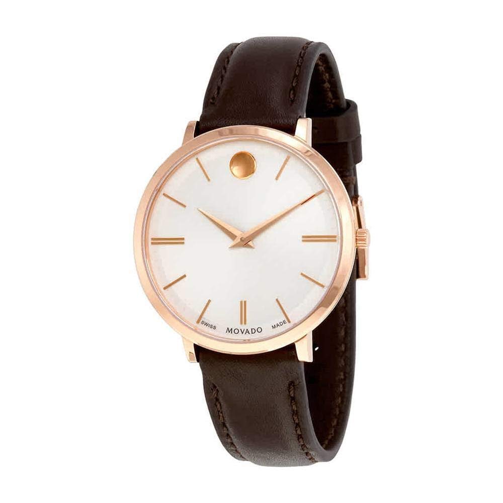 Movado Ultra Slim Silver Dial Brown Leather Strap Watch For Women - 0607093 Buy Now By Movado