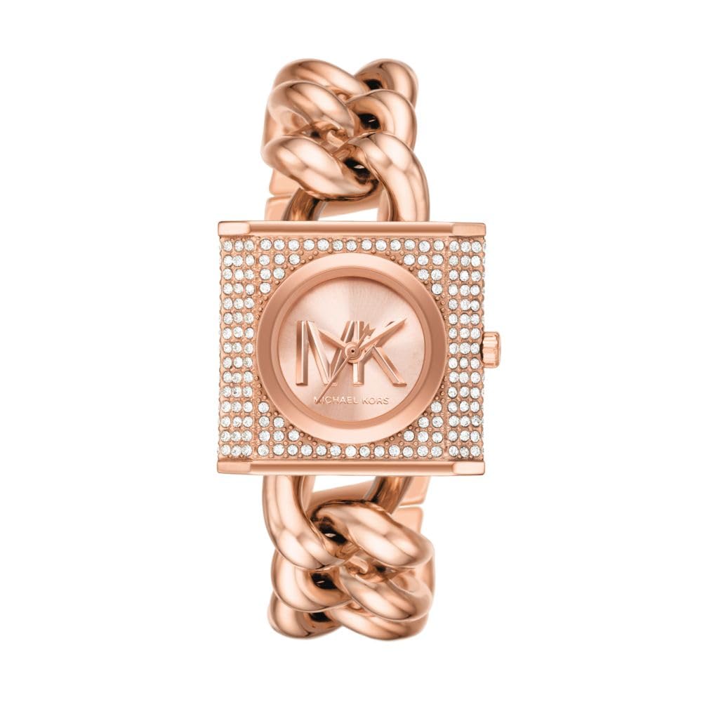 Michael Kors Chain Lock Three-Hand Rose Gold Dial Rose Gold Steel Strap Watch for Women - MK4827 Buy Now By Michael Kors
