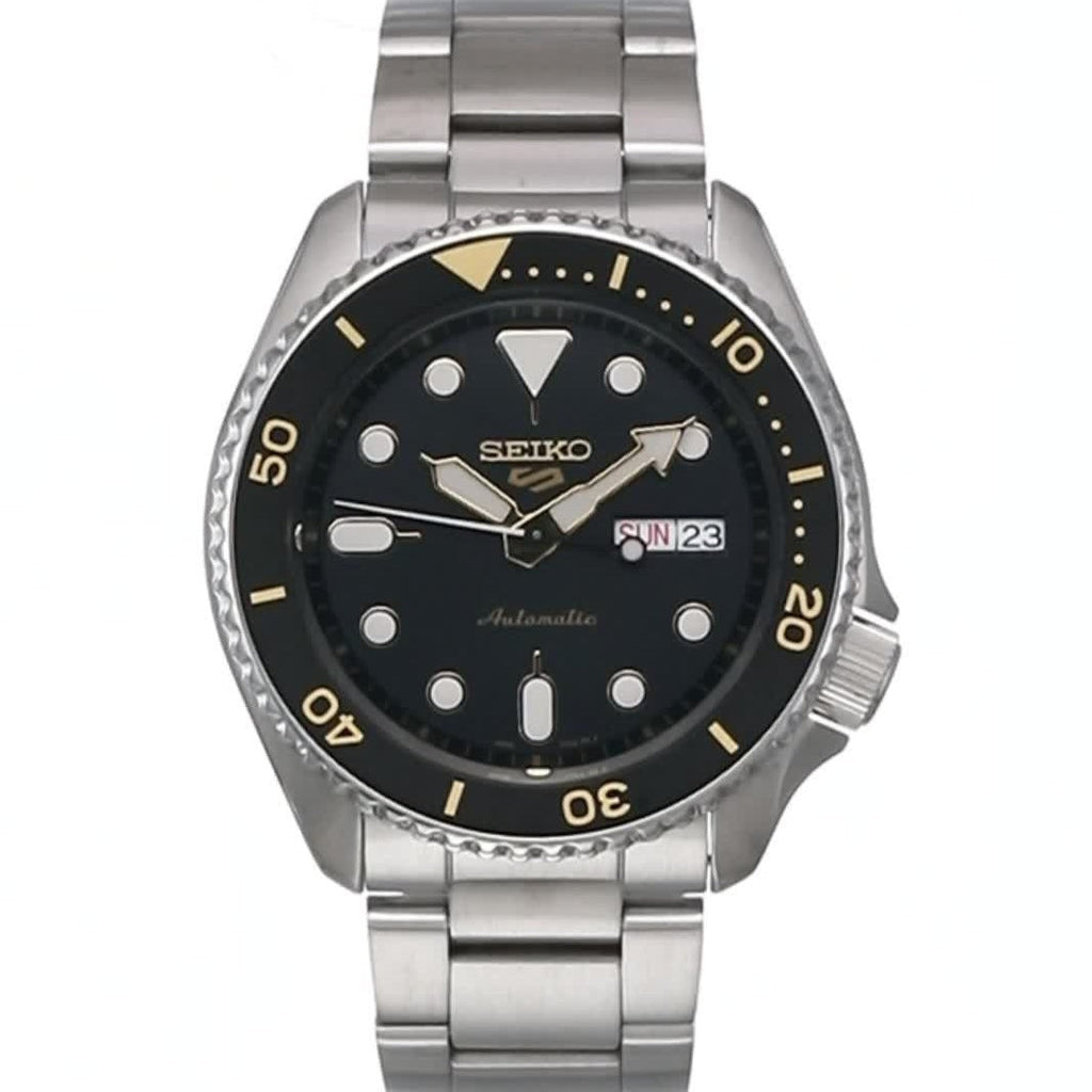 Seiko 5 Sports Automatic Black Dial Silver Steel Strap Watch For Men - SRPD57K1 Buy Now By Seiko