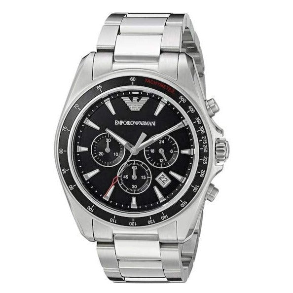 Emporio Armani Sigma Chronograph Black Dial Silver Steel Strap Watch For Men - AR6098 Buy Now By Emporio Armani