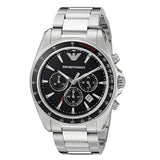 Emporio Armani Sigma Chronograph Black Dial Silver Steel Strap Watch For Men - AR6098 Buy Now By Emporio Armani