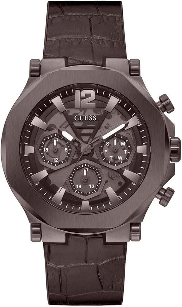 Guess Edge Chronograph Brown Dial Brown Leather Strap Watch For Men - GW0492G2 Buy Now By Guess