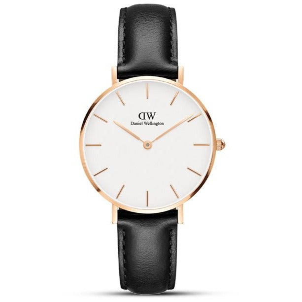 Daniel Wellington Petite Sheffield White Dial Black Leather Strap Watch For Women - DW00100174 Buy Now By Daniel Wellington