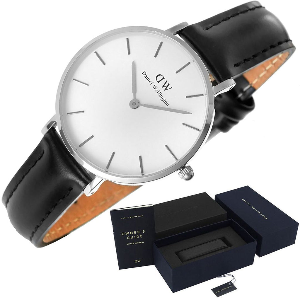 Daniel Wellington Classic Petite Sheffield White Dial Black Leather Strap Watch For Women - DW00100186 Buy Now By Daniel Wellington