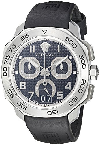 Versace Dylos Analog Black Dial Black Leather Strap Watch for Men - VQC010015 Buy Now By Versace