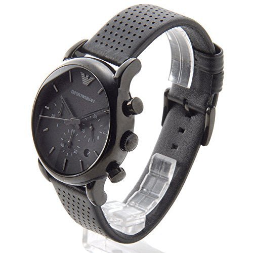 Emporio Armani Luigi Chronograph Black Dial Black Leather Strap Watch For Men - AR1737 Buy Now By Emporio Armani