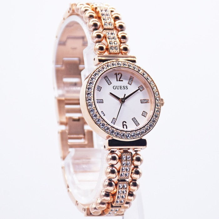 Guess Gala Diamonds Silver Dial Gold Steel Strap Watch for Women - GW0401L3 Buy Now By Guess