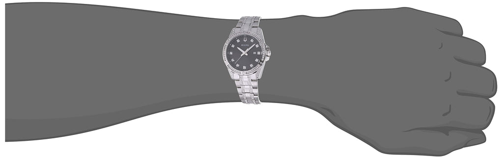 Bulova Crystal Collection Black Dial Silver Steel Strap Watch for Men - 96K104 Buy Now By Bulova