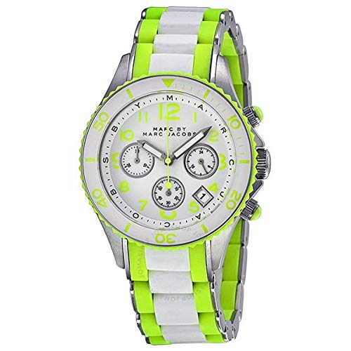 Marc Jacobs Rock Chronograph White Dial White & Green Silicone Strap Watch for Women - MBM2592 Buy Now By Marc Jacobs