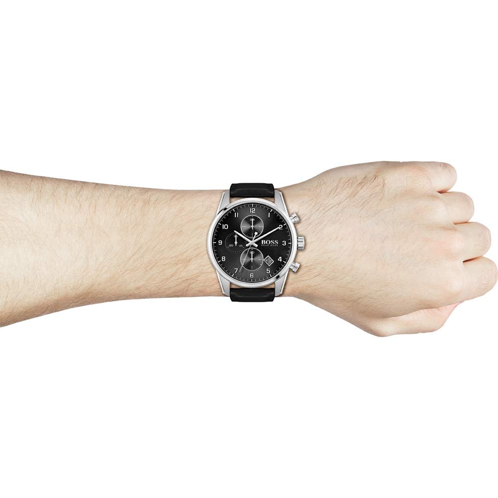 Hugo Boss Skymaster Black Dial Black Leather Strap Watch for Men - 1513782 Buy Now By Hugo Boss