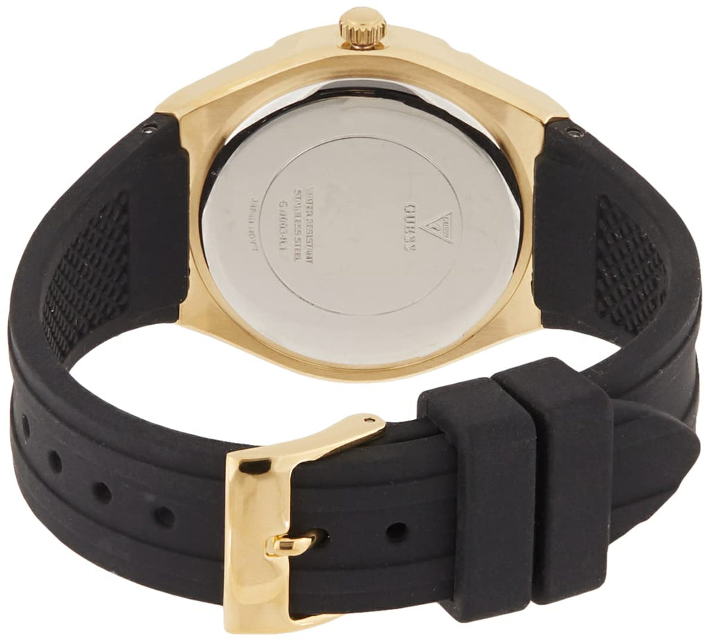 Guess Cosmo Diamonds Gold Dial Black Rubber Strap Watch for Women - GW0034L1 Buy Now By Guess