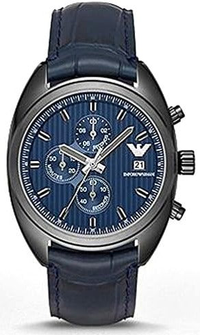 Emporio Armani Sportivo Chronograph Blue Dial Blue Leather Strap Watch For Men - AR6126 Buy Now By Emporio Armani