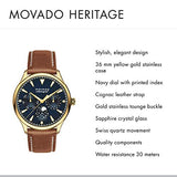 Movado Heritage Celestograf Navy Blue Dial Brown Leather Strap Watch For Women - 3650010 Buy Now By Movado