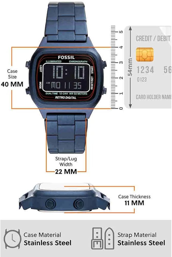 Fossil Retro Analog-Digital Black Dial Blue Steel Strap Watch for Men - FS5896 Buy Now By Fossil