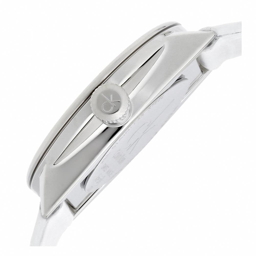 Calvin Klein Accent Silver Dial White Leather Strap Watch for Women - K2Y231K6 Buy Now By Calvin Klein