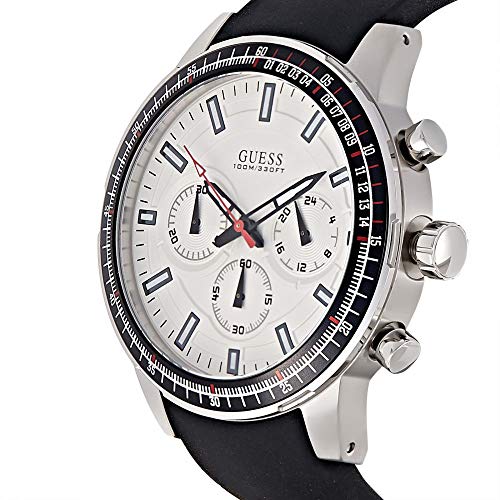 Guess Fuel Multifunction White Dial Black Rubber Strap Watch for Men - W0802G1 Buy Now By Guess