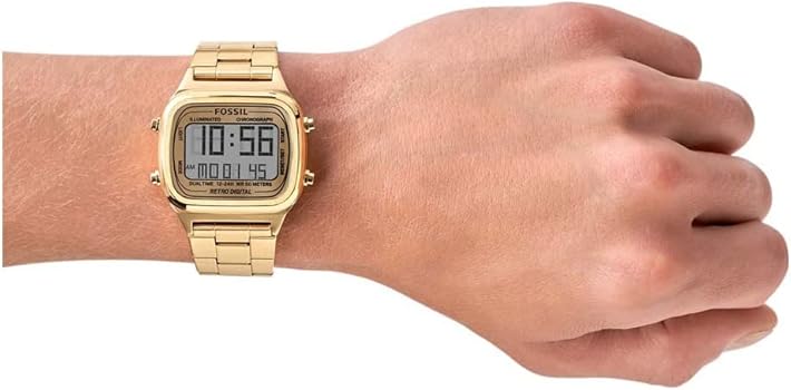 Fossil Retro Digital Gold Dial Gold Steel Strap Watch for Men - FS5843 Buy Now By Fossil