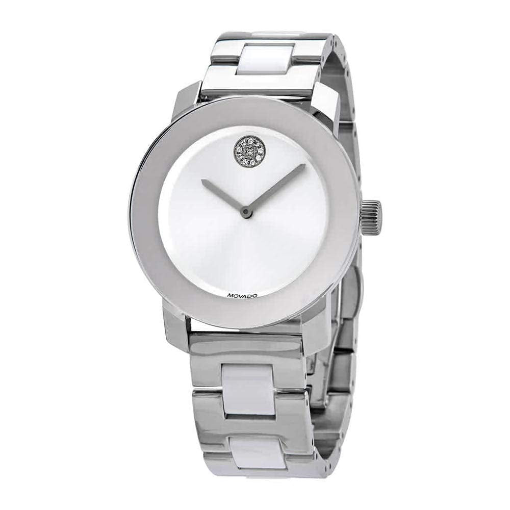 Movado Bold Ceramic Silver Dial Silver Steel Strap Watch for Women - 3600638 Buy Now By Movado
