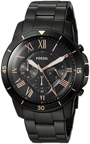 Fossil Grant Sport Chronograph Black Dial Black Steel Strap Watch for Men - FS5374 Buy Now By Fossil