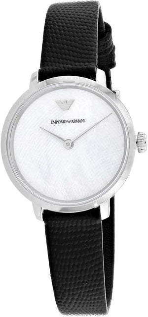 Emporio Armani Modern White Dial Black Leather Strap Watch For Women - AR11159 Buy Now By Emporio Armani