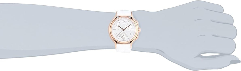 Calvin Klein Skirt Chronograph White Dial White Leather Strap Watch for Women - K2U296L6 Buy Now By Calvin Klein