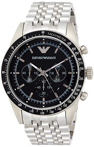 Emporio Armani Tazio Chronograph Black Dial Silver Steel Strap Watch For Men - AR5988 Buy Now By Emporio Armani