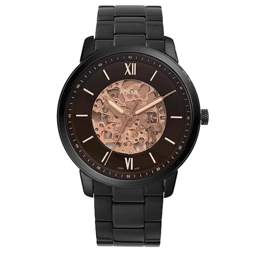 Fossil Neutra Automatic Skeleton Black Dial Black Steel Strap Watch for Men - ME3183 Buy Now By Fossil